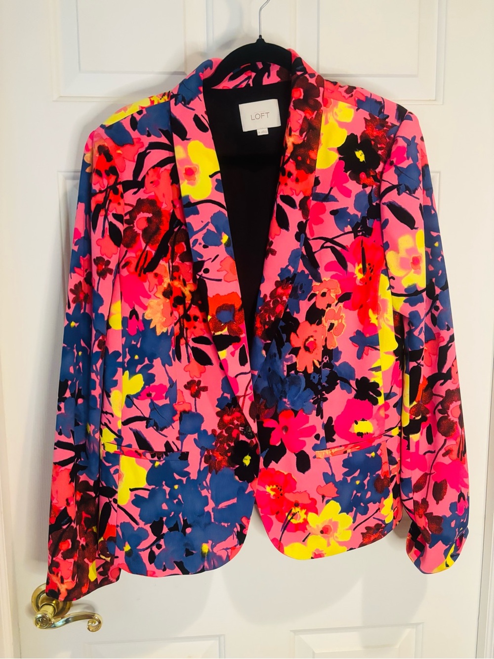 LOFT Neon Pink Multi Floral Blazer